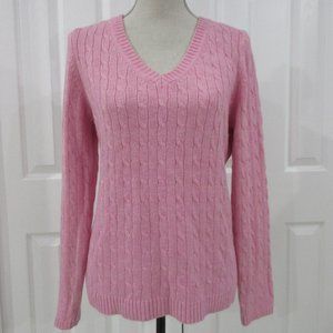 Ann Taylor Loft Pink Knit V Neck Sweater Size L